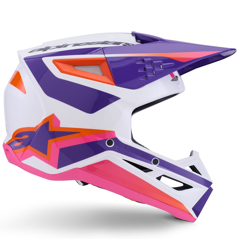 Каска за мотокрос Alpinestars S-M3 Heat, бяло-лилаво-розово