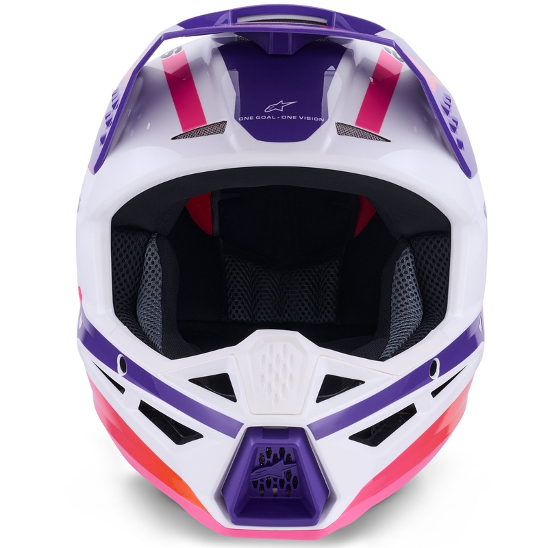 Каска за мотокрос Alpinestars S-M3 Heat, бяло-лилаво-розово