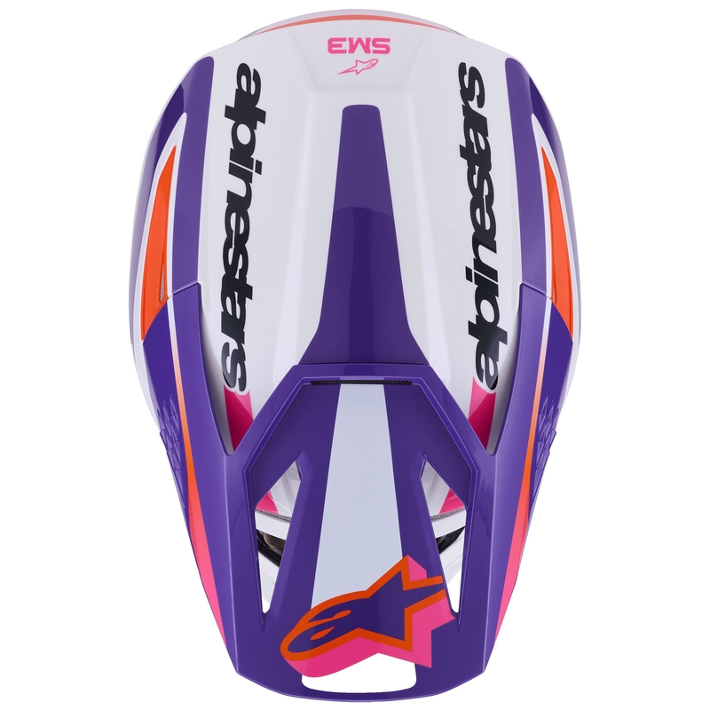 Каска за мотокрос Alpinestars S-M3 Heat, бяло-лилаво-розово