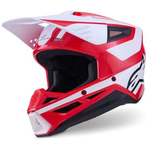 Каска за мотокрос Alpinestars S-M3 Heat, червено-бяло-черно