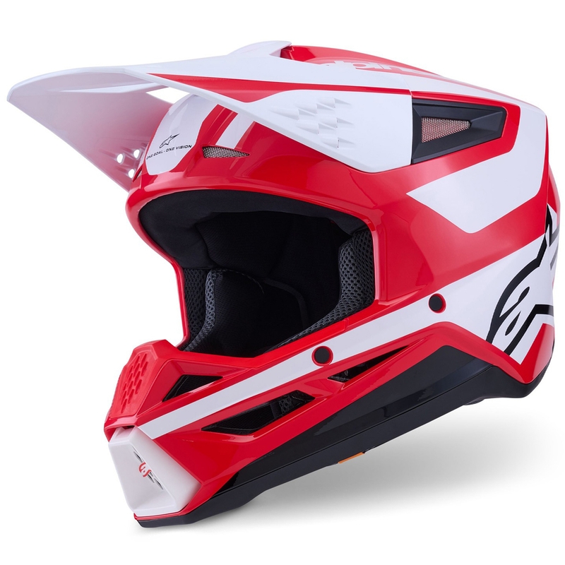 Каска за мотокрос Alpinestars S-M3 Heat, червено-бяло-черно