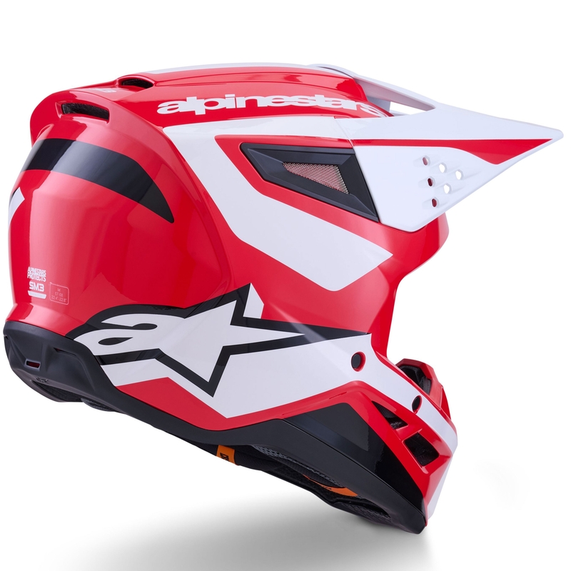 Каска за мотокрос Alpinestars S-M3 Heat, червено-бяло-черно