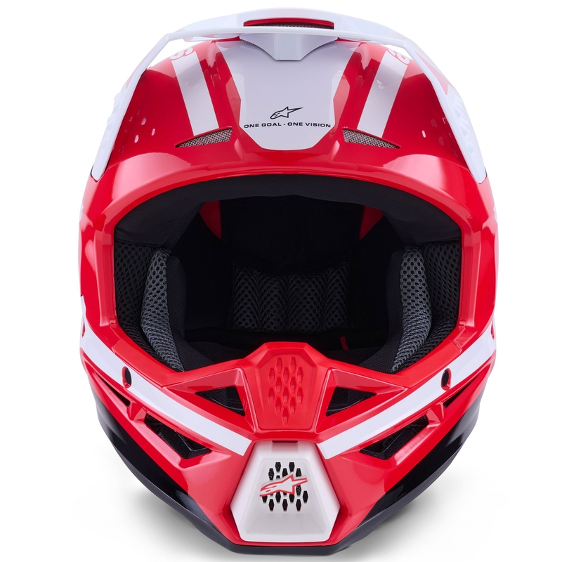 Каска за мотокрос Alpinestars S-M3 Heat, червено-бяло-черно