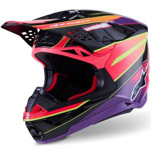 Мотокрос каска Alpinestars Supertech S-M10 Era, розово-лилаво-флуоресцентно жълто