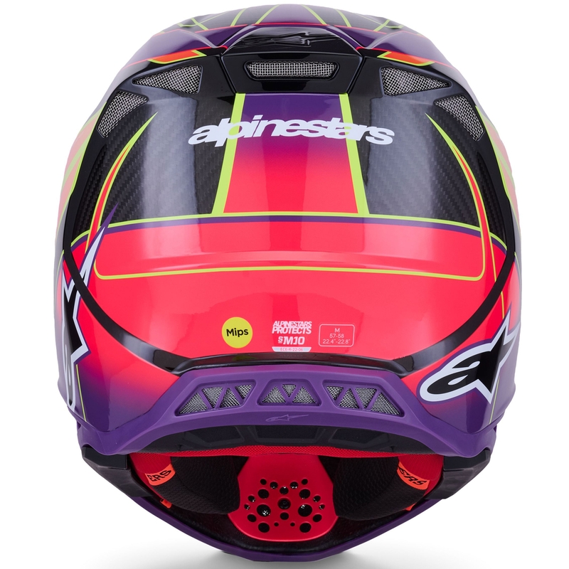 Мотокрос каска Alpinestars Supertech S-M10 Era, розово-лилаво-флуоресцентно жълто