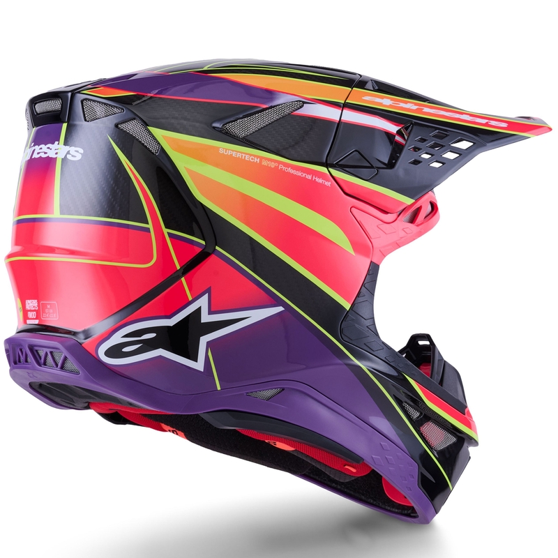 Мотокрос каска Alpinestars Supertech S-M10 Era, розово-лилаво-флуоресцентно жълто