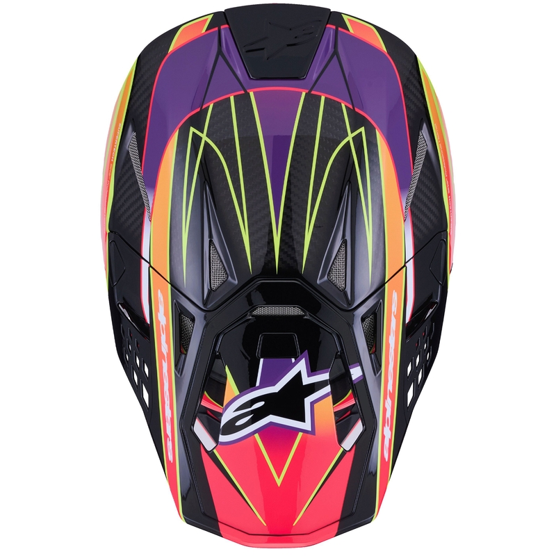 Мотокрос каска Alpinestars Supertech S-M10 Era, розово-лилаво-флуоресцентно жълто