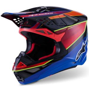 Каска за мотокрос Alpinestars Supertech S-M10 Era, синьо-червено-флуоресцентно жълто