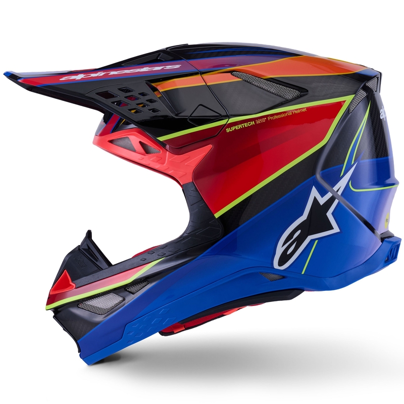 Каска за мотокрос Alpinestars Supertech S-M10 Era, синьо-червено-флуоресцентно жълто