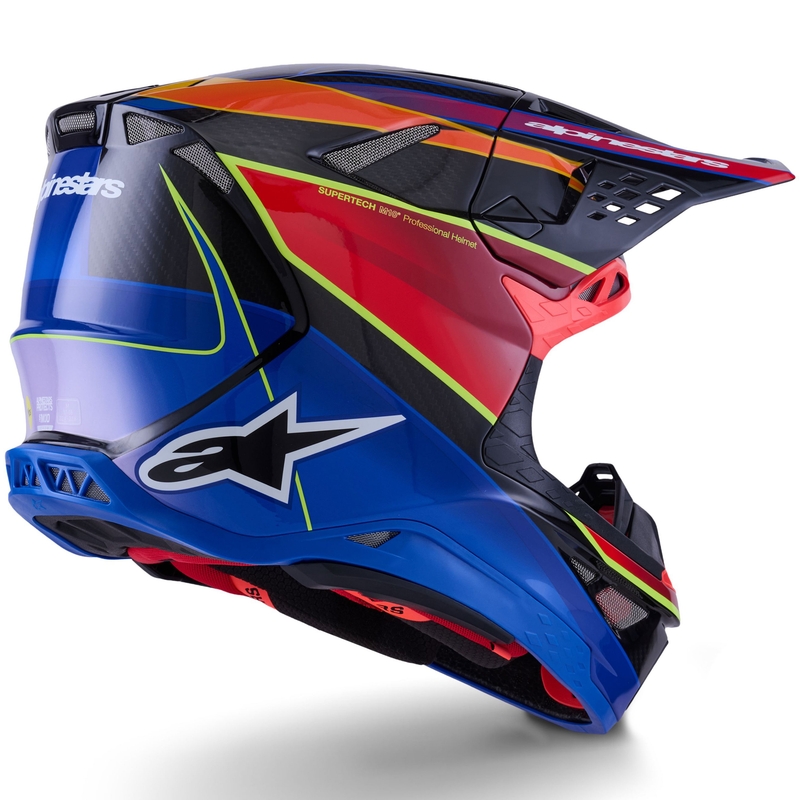Каска за мотокрос Alpinestars Supertech S-M10 Era, синьо-червено-флуоресцентно жълто