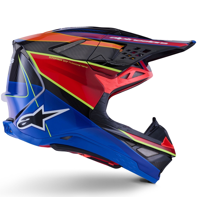 Каска за мотокрос Alpinestars Supertech S-M10 Era, синьо-червено-флуоресцентно жълто