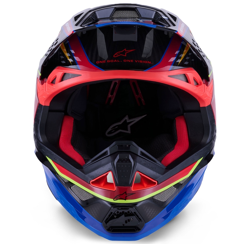 Каска за мотокрос Alpinestars Supertech S-M10 Era, синьо-червено-флуоресцентно жълто