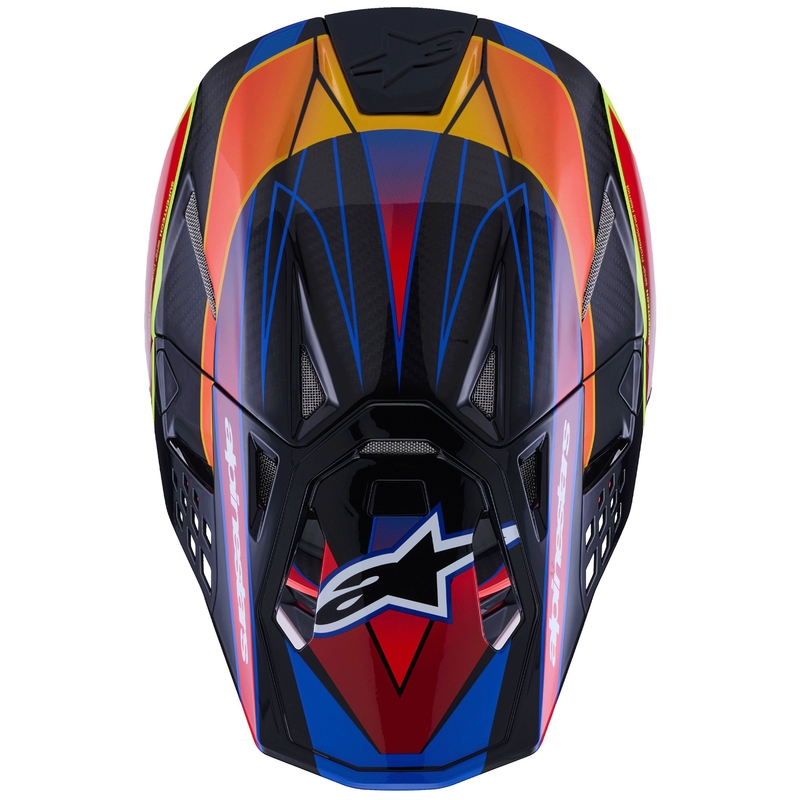 Каска за мотокрос Alpinestars Supertech S-M10 Era, синьо-червено-флуоресцентно жълто