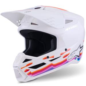 Каска за мотокрос Alpinestars S-M3 Force бяло-жълто-розово-лилаво
