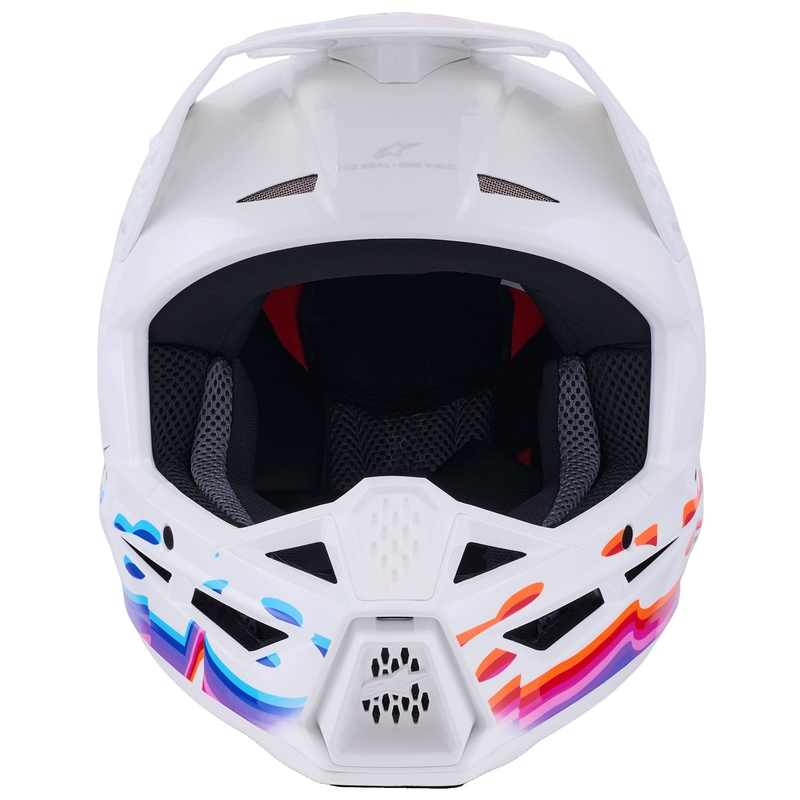 Каска за мотокрос Alpinestars S-M3 Force бяло-жълто-розово-лилаво