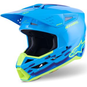 Каска за мотокрос Alpinestars S-M3 Force, синьо-флуоресцентно жълта