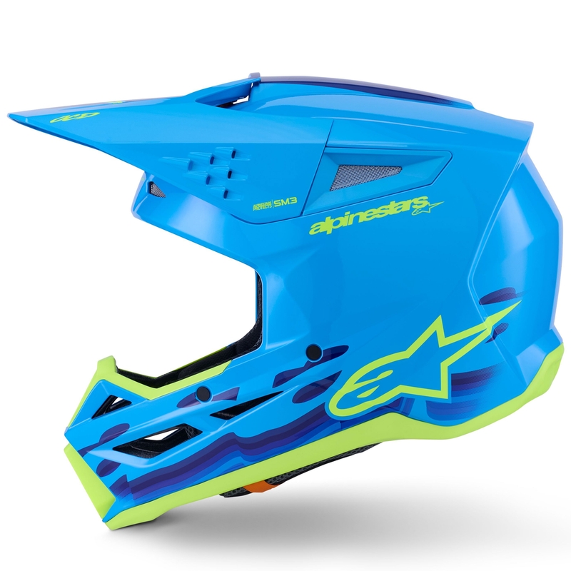 Каска за мотокрос Alpinestars S-M3 Force, синьо-флуоресцентно жълта