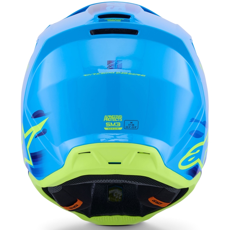 Каска за мотокрос Alpinestars S-M3 Force, синьо-флуоресцентно жълта