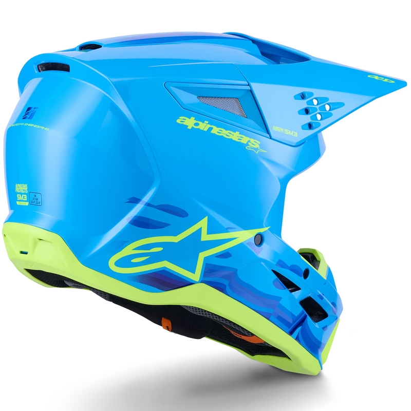 Каска за мотокрос Alpinestars S-M3 Force, синьо-флуоресцентно жълта