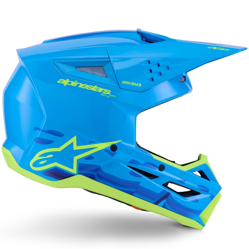 Каска за мотокрос Alpinestars S-M3 Force, синьо-флуоресцентно жълта