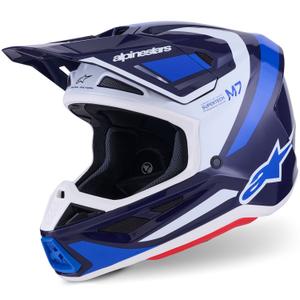 Мотокрос каска Alpinestars SM7 Rise синьо-бяла