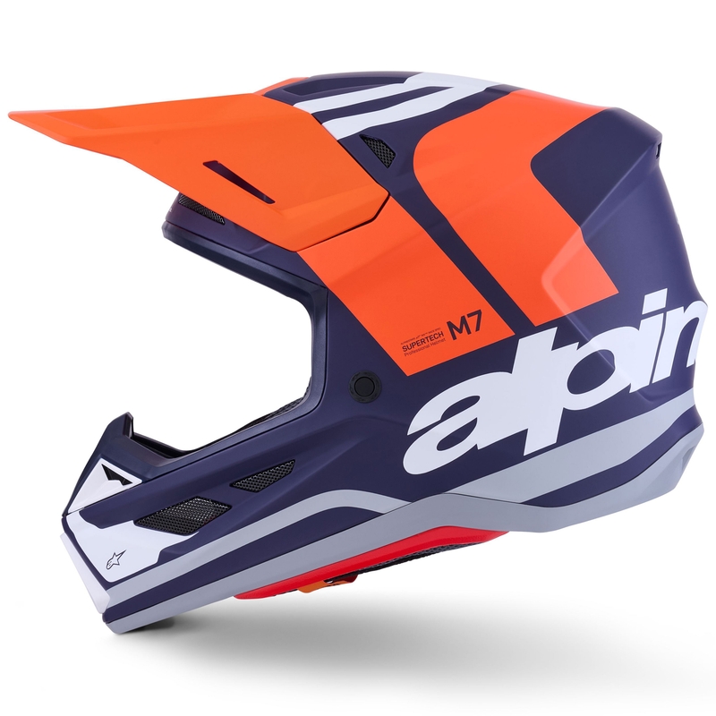 Мотокрос каска Alpinestars SM7 Core, матово оранжево-синьо-бяло
