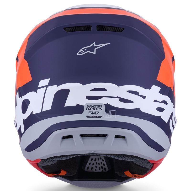 Мотокрос каска Alpinestars SM7 Core, матово оранжево-синьо-бяло