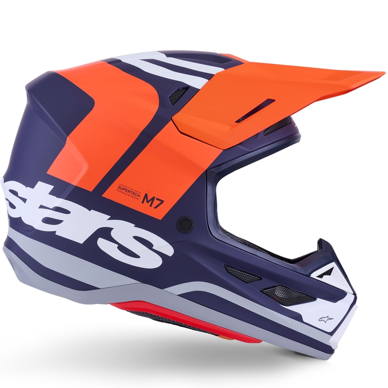 Мотокрос каска Alpinestars SM7 Core, матово оранжево-синьо-бяло