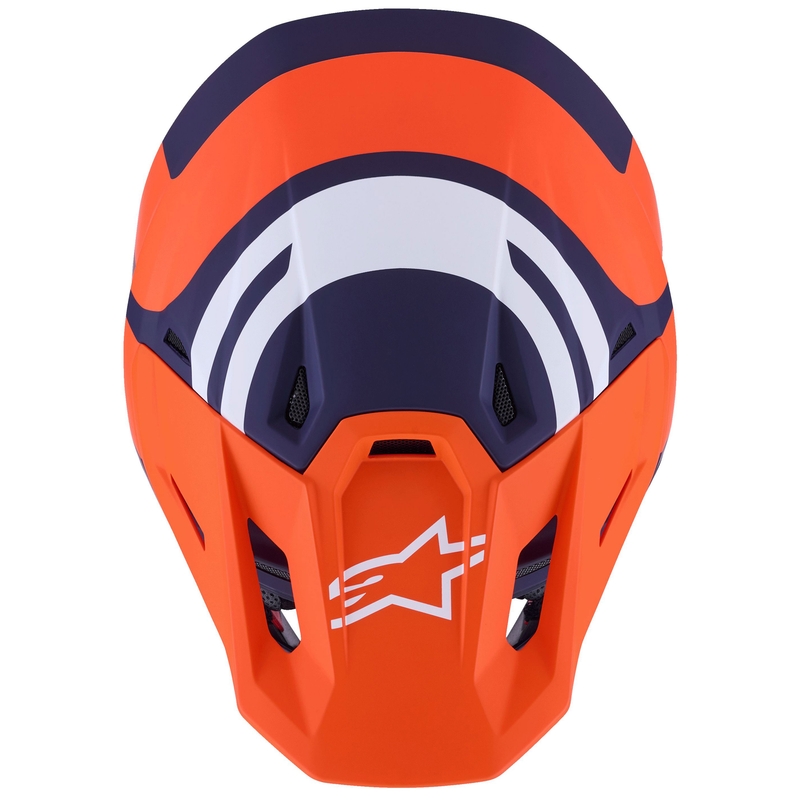 Мотокрос каска Alpinestars SM7 Core, матово оранжево-синьо-бяло