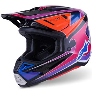 Каска за мотокрос Alpinestars SM7 Fuse, синьо-лилаво-розова