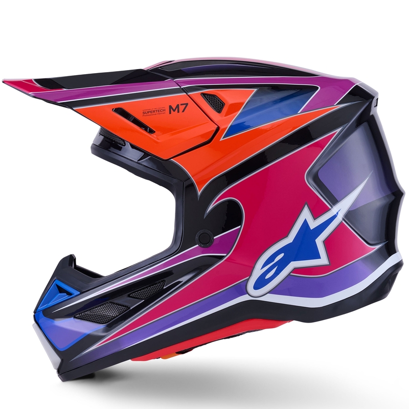 Каска за мотокрос Alpinestars SM7 Fuse, синьо-лилаво-розова