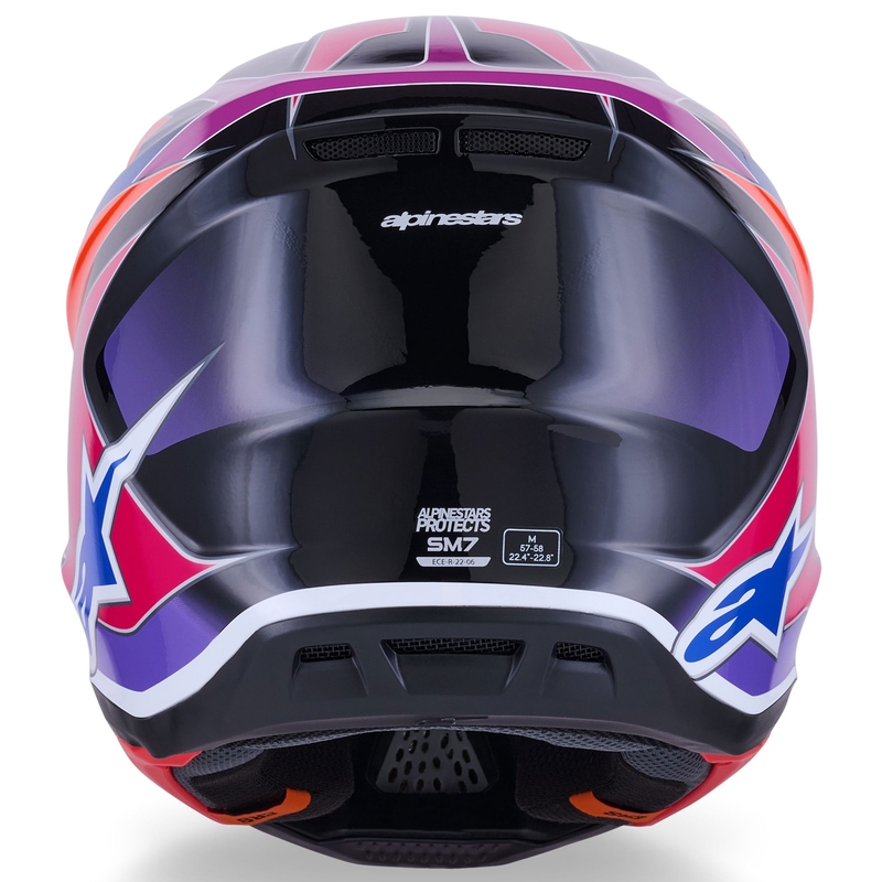 Каска за мотокрос Alpinestars SM7 Fuse, синьо-лилаво-розова