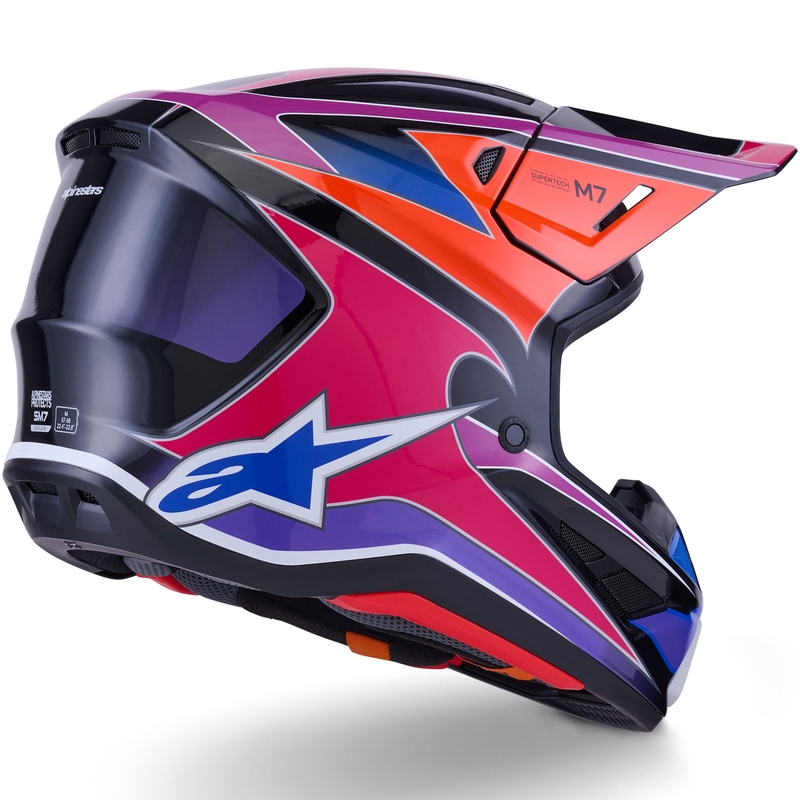 Каска за мотокрос Alpinestars SM7 Fuse, синьо-лилаво-розова