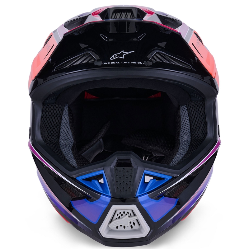 Каска за мотокрос Alpinestars SM7 Fuse, синьо-лилаво-розова