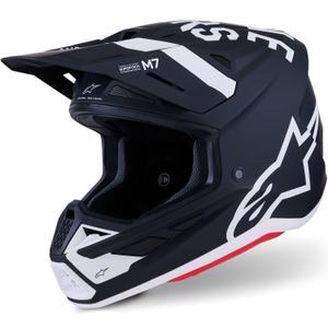 Каска за мотокрос Alpinestars SM7 Dasher, матово черно-бяла