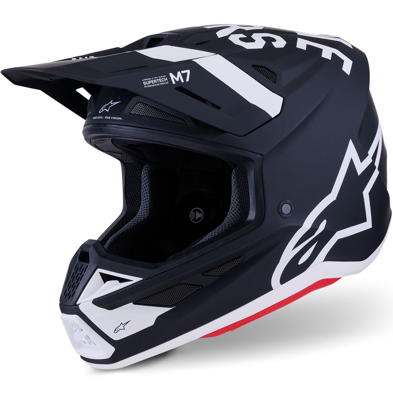 Каска за мотокрос Alpinestars SM7 Dasher, матово черно-бяла