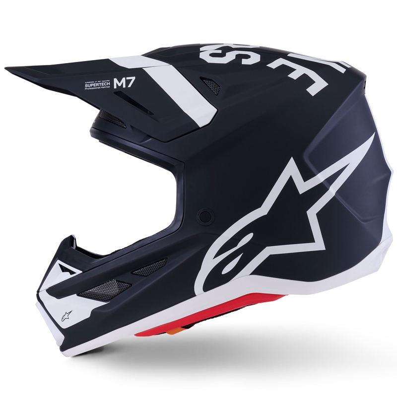 Каска за мотокрос Alpinestars SM7 Dasher, матово черно-бяла