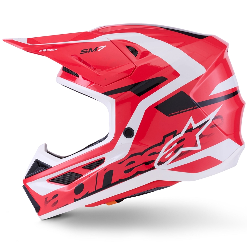 Каска за мотокрос Alpinestars SM7 Deed, червено-черно-бяла
