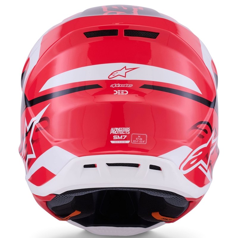 Каска за мотокрос Alpinestars SM7 Deed, червено-черно-бяла