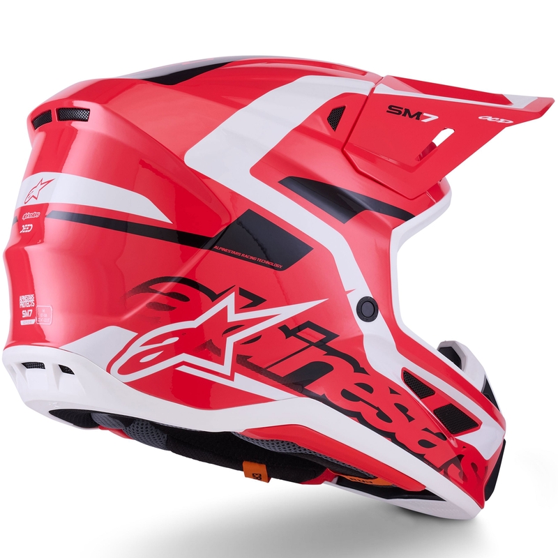 Каска за мотокрос Alpinestars SM7 Deed, червено-черно-бяла