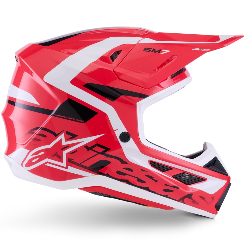 Каска за мотокрос Alpinestars SM7 Deed, червено-черно-бяла