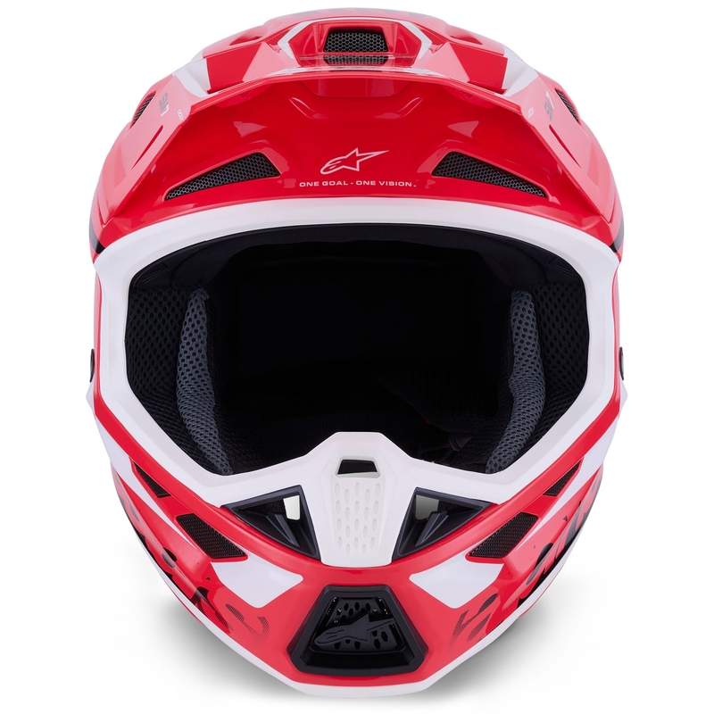 Каска за мотокрос Alpinestars SM7 Deed, червено-черно-бяла
