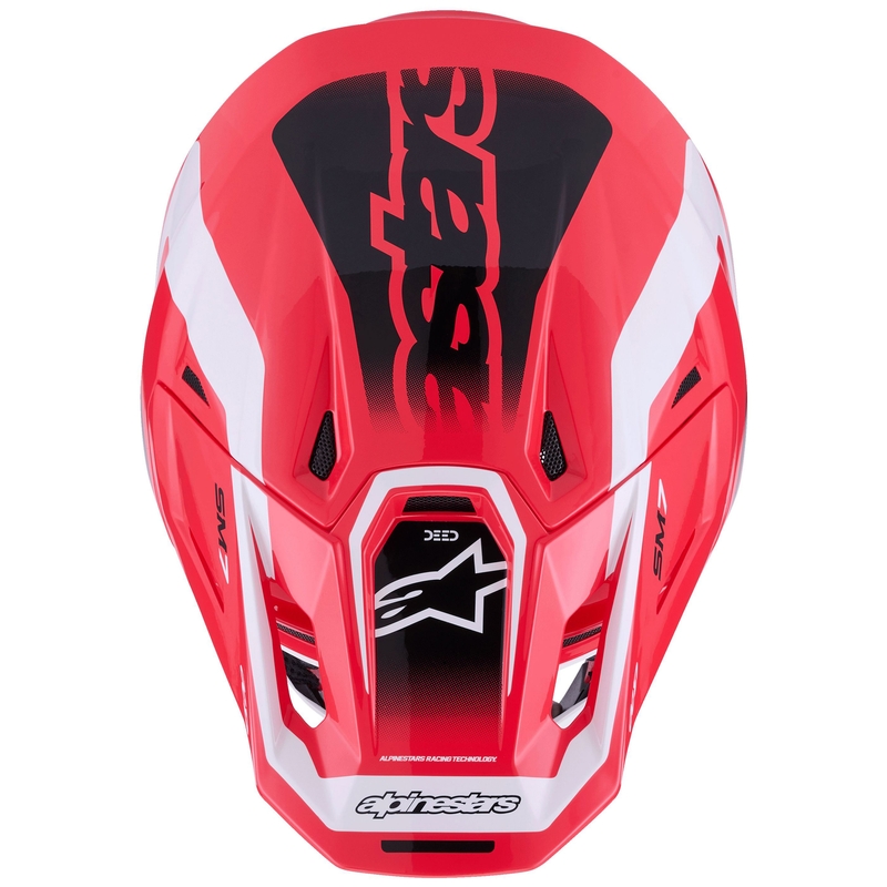 Каска за мотокрос Alpinestars SM7 Deed, червено-черно-бяла