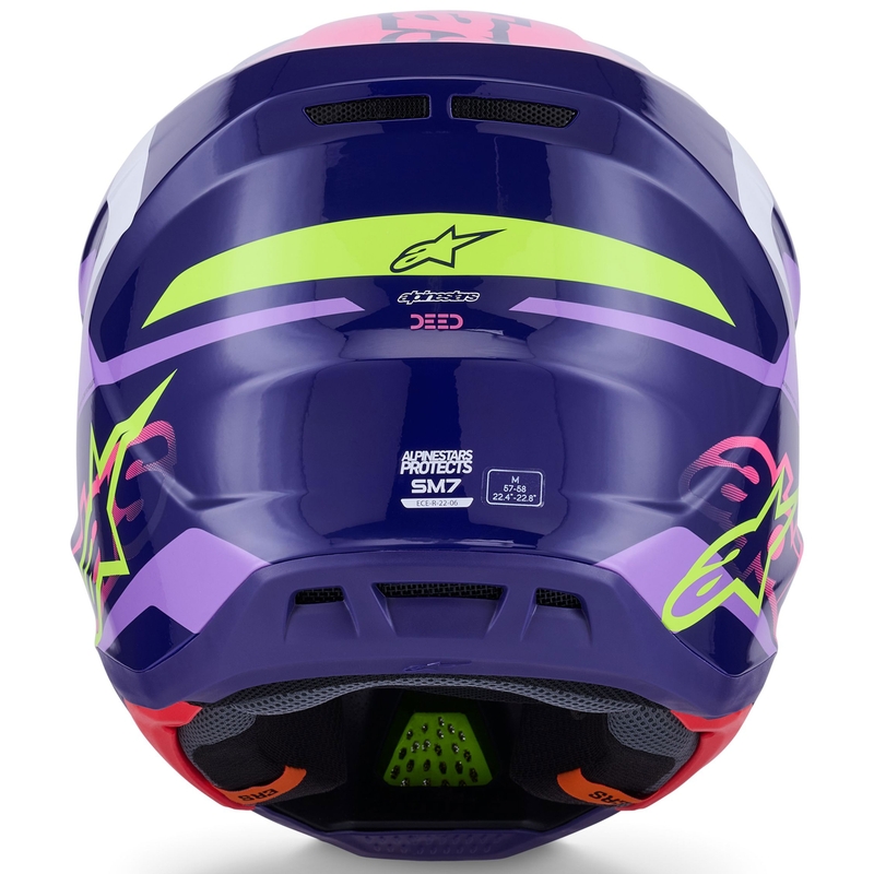 Каска за мотокрос Alpinestars SM7 Deed, лилаво-розово-бяло-флуоресцентно жълто