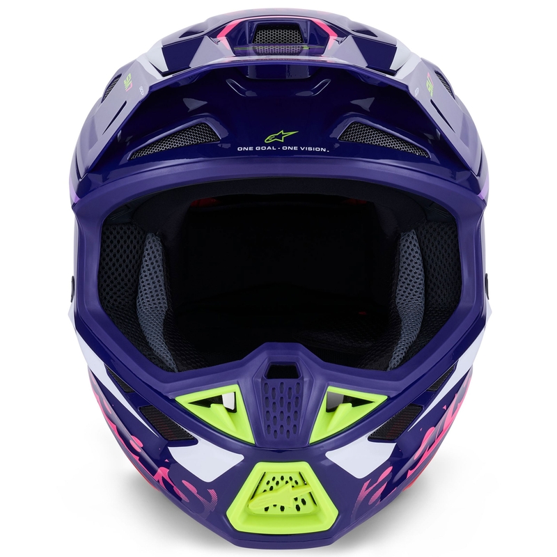 Каска за мотокрос Alpinestars SM7 Deed, лилаво-розово-бяло-флуоресцентно жълто