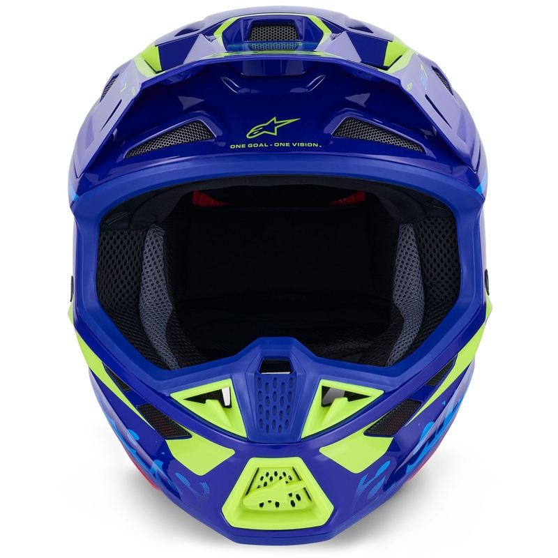 Каска за мотокрос Alpinestars SM7 Deed, синьо-флуоресцентно жълта
