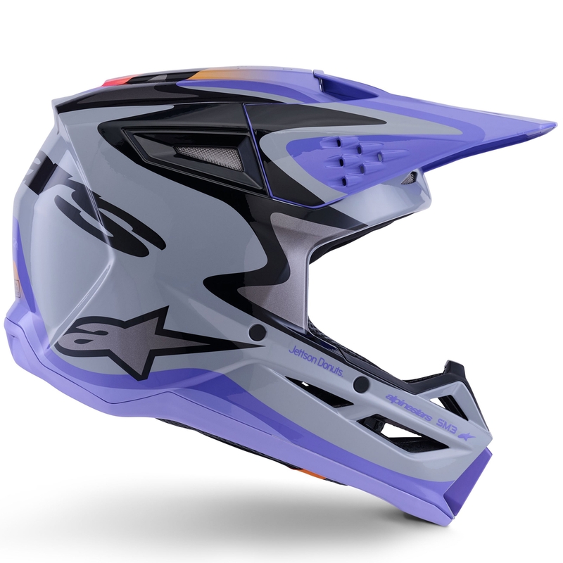 Каска за мотокрос Alpinestars S-M3 JETT LAWRENCE edition, сиво-лилаво-черно