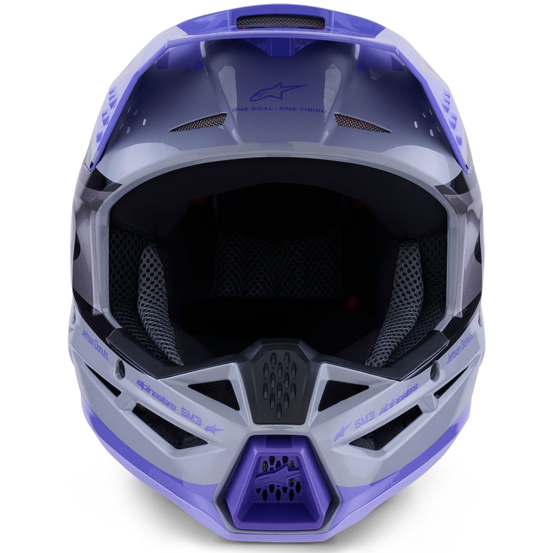 Каска за мотокрос Alpinestars S-M3 JETT LAWRENCE edition, сиво-лилаво-черно