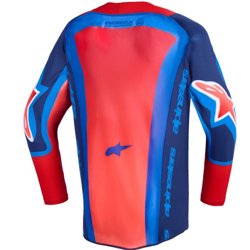 Детска мотокрос фланелка Alpinestars Supertech Vista Youth, тъмносиньо-коралов-кобалтов цвят