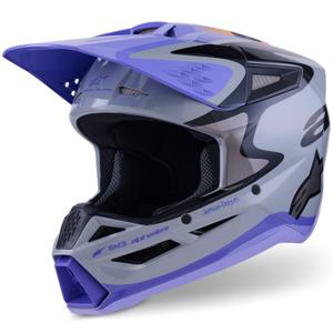 Детска мотокрос каска Alpinestars S-M3 JETT LAWRENCE edition, сиво-лилаво-черно